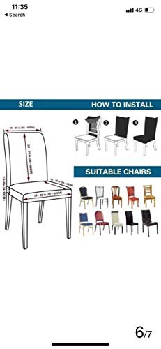 Image of Cortina Dining Chair Slipcovers | Protection Chair Covers | Floral Print, Removable, Washable | Universal Fit Soft Stretchy Polyester Spandex | Living Room, Kitchen, Party | Pack of 1, White 2