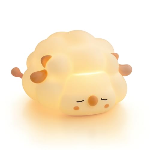 Image of NAVAZAR Baby Night Light for Kids, Cute Nursery Night Light Lamp, Toddler Portable Night Light, Cute Sheep Night Light, Soft Silicone Touch Lamp with 3-Level Dimming, 30-Min Timer