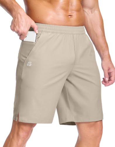 Image of GGJ Men's Lightweight Athletic Shorts with 2 Zipper Pockets 7 inch /9 inch /5 inch Gym Workout Running Quick Dry Tennis Shorts for Men