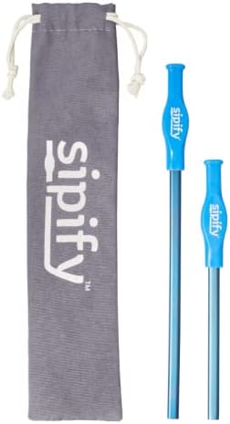 Protect Teeth from Coffee & Tea Stains - Flow Limiting Reusable Straws for Hot Drinks by Sipify - Stainless Steel Straws with Silicone Cover Aerate to Protect from Scalding - Dishwasher Safe - 2 Pack