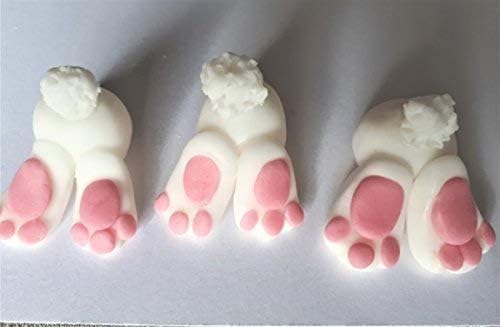 Cute Edible 3D Easter Bunny Down a Hole Cake Toppers 3 Pack Icing, Sugar Fondant for Baby Showers, Easter Cakes, Cupcakes,Easter Eggs,Easter Gifts, Treats, Sweets