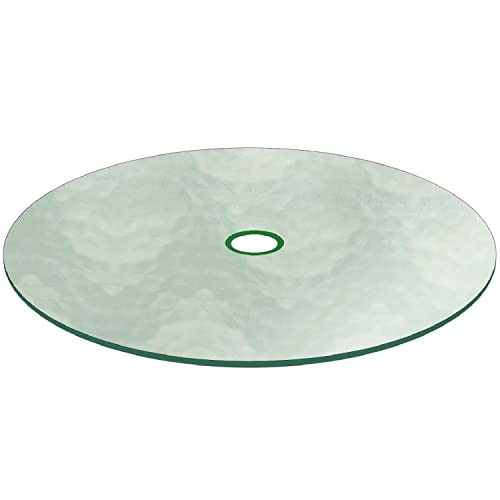 Round Clear Tempered Patio Glass Table Top 42 Inch with 3/16 Inch Thick Flat Polished Edge w/ 2-1/4" Hole, Ideal for Tables Desks Workspaces and Outdoor Furniture by Fab Glass and Mirror by Fab Glass and Mirror - Used condition - US$99.36