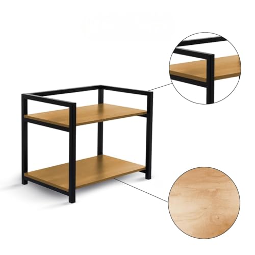 Image of TEKCOOL Microwave Stand,Kitchen Rack Oven Rack 2-Tier Counter Shelf,Space Saving Organizer, Two Layers Counter Top Organizer for Printers on Desk, Microwave Shelf Stand (Wooden)'
