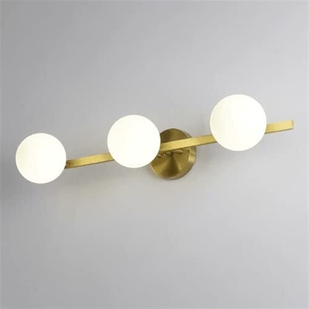Lámparas de baño de vidrio y cobre premium con acabado dorado y esferas opacas de diseño G9