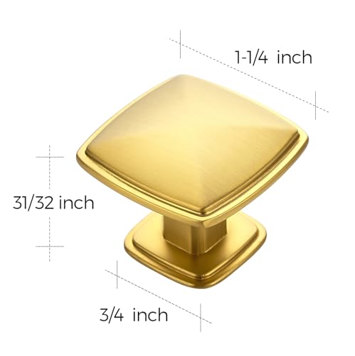 Image of Ravinte 15 Pack Gold Kitchen Cabinet Square Knob Single Hole Cabinet Hardware for Dresser Drawer Cabinet Pulls Drawer Knobs Cabinet Knobs Contemporary Antique Rustic
