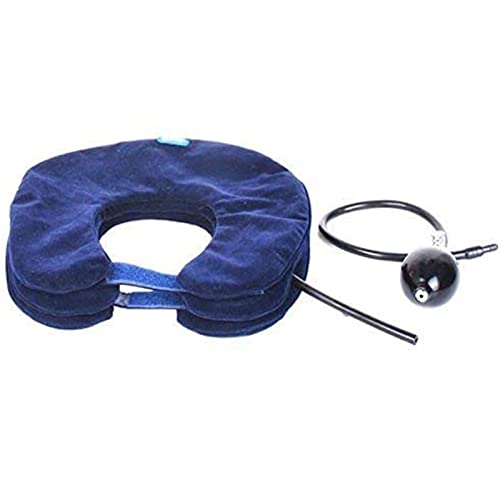 Inflatable Cervical Neck Traction Device - Improve Spine Alignment to Reduce Neck Pain - EasyNeck Cervical Collar Adjustable - Blue