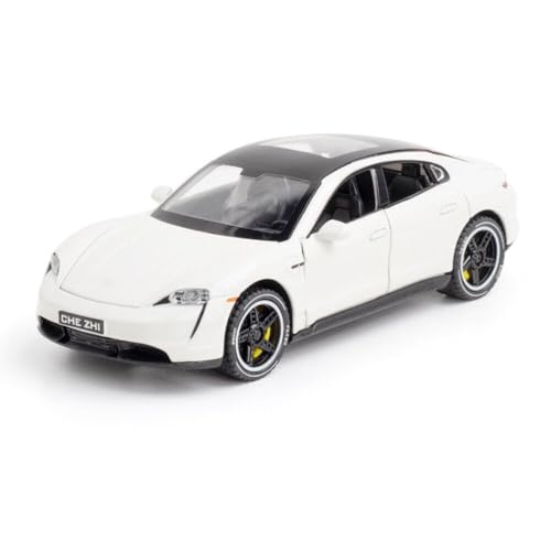 Image of Porsche Taycan 1:32 Scale Exclusive Alloy Metal Pull Back Die-cast Car Model with Sound Light Mini Auto Toy for Kids (White)