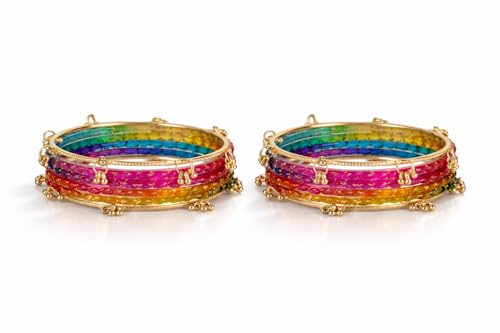 Image of Shining Diva Fashion 16 Pcs Trendy Stylish Glass & Kashmiri Ghungroo Bangles Set for Women & Girls | Traditional Festive Wedding Party Jewellery