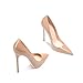 Qunvngutui Women's Pointed Toe Shallow Stiletto Heels 4.7 Inch Pumps Wedding Party Banquet Shoes Nude Patent Leather US11