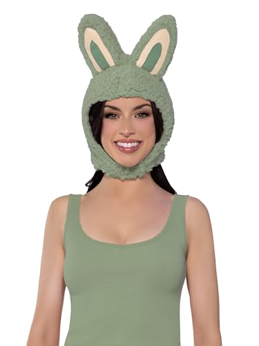 Leg Avenue Bunny Monster Hood – Plush Animal Ears Halloween & Easter Costume Bonnet, One Size, Green