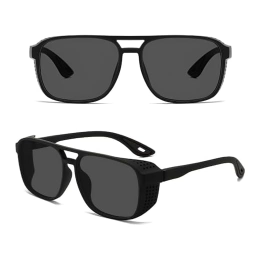 Óculos de Sol Masculino Modelo Steampunk Vintage Quadrado Lente Polarizada e Proteção UV400 (Preto)