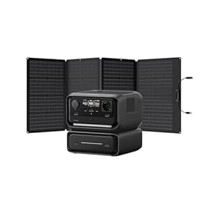 Générateur solaire portable EF EcoFlow RIVER 3 Max avec panneau solaire160 W, 572 Wh de capacité, jusqu'à 1200W de puissance de sortie, connexion sans fil, pour l'extérieur, le camping, le camping-car