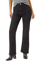 Dusk Fashion Front Pocket Bootcut Jeans for Women UK - Ladies Everyday Autumn Winter Comfy Soft Evening Vacation Work Party Night Out - Black - Size 20