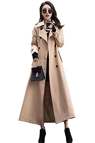 Trench long d'une coupe impeccable au tombé fluide couleur kaki