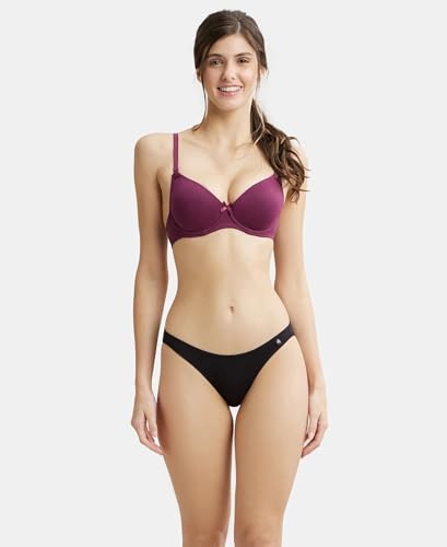 Image of Jockey 1245 Women Under-Wired Padded Super Combed Cotton Elastane Stretch Medium Coverage T-Shirt Bra with Detachable Straps