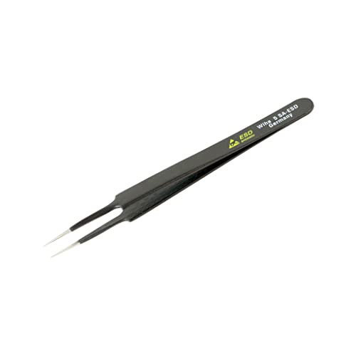 Wiha 44509 Tapered To Tip Professional Quality ESD Tweezers with Extra Fine Points