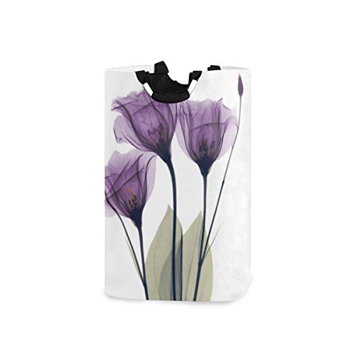 Mnsruu Panier à Linge Pliable avec poignée Motif Fleurs Violettes