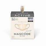 [MASCODE] マスコード 公式 大容量 BOX マスク 不織布 立体 小顔マスク 不織布マスク 3Dマスク 30枚BOX (L／［UVカット・接触瞬間冷感］アイボリー（ベージュ紐）)