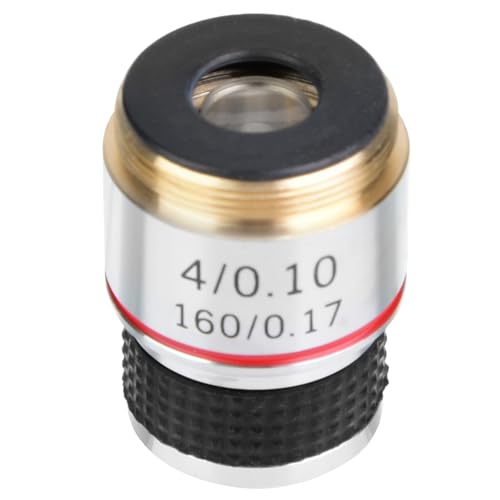 4X Achromatic Objective Lens for Biological Microscope, Machined Aluminum Alloy Shell, Increase Contrast and Clarity, Easy to Use 160 or 0.17, 30.5mm Length, RMS Thread Mounting