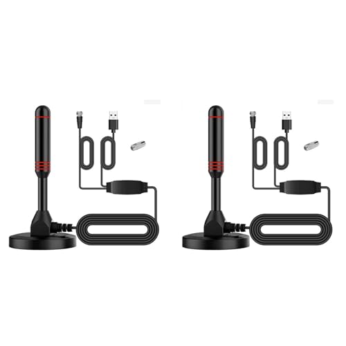 YGBWAOV 2X Antena de TV Interior HD, Antena de TV Digital Interior 120 Millas con Amplificador de Señal Compatible con 4K / 1080P / UHF/VHF/TDT HDTV