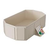 PandaEar Foldable Baby Bathtub, Large Collapsible Kids Bath Tub for Toddlers & Infants, Space-Saving Portable Bath Bucket with Drain Plug, Non-Slip Design for Home Use -Cream