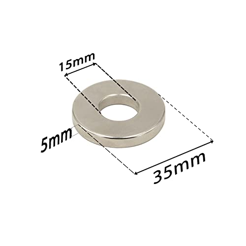 Realth Ring Neodymium Disc Magnets with Holes Dia 1.37" 2 Pack Round Applied Magnets for Crafts Arts Science Project and Automatic Transmission(MT3502)