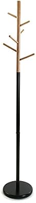 Versa Malmö Perchero de Pie de Estilo Minimalista, con 6 Ganchos o Colgadores para Ropa o Bolsos para el Recibidor, Medidas (Al x L x An) 171 x 28 x 28 cm, Metal y Madera, Color Negro