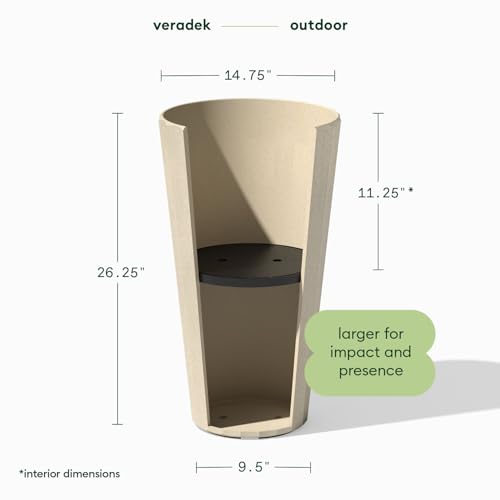 Image of Veradek Column Series Tall Planter - Tapered Outdoor Planter with Shelf