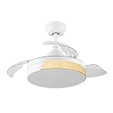 Ventilador con Luz 72w Lámpara LED Invisible Ultra Silencioso con Mando a Distancia y Palas Retráctiles 1070(Aspas Desplegadas)X460H mm Decoración Luz Fría/Neutra/Cálida Interiores Plafón lluminación