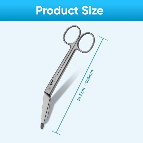YNR First Aid Lister Bandage Scissors - Medical Scissors Trauma Shears Paramedics Doctors, Stainless Steel Safety Blunt Tip, First Aid Scissor & Bandage Scissor for Nurses | (Silver)
