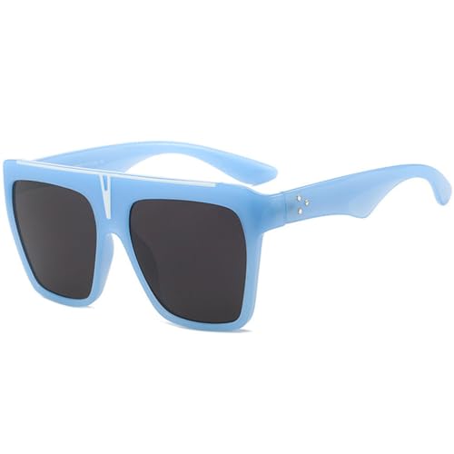 Lunettes de soleil carrées pour la conduite LVTFCO modèle double pont mixte bleu gris