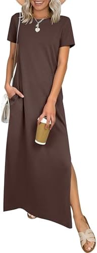 ANRABESS Womens Summer Casual Maxi Dress Short Sleeve Crewneck Sp...