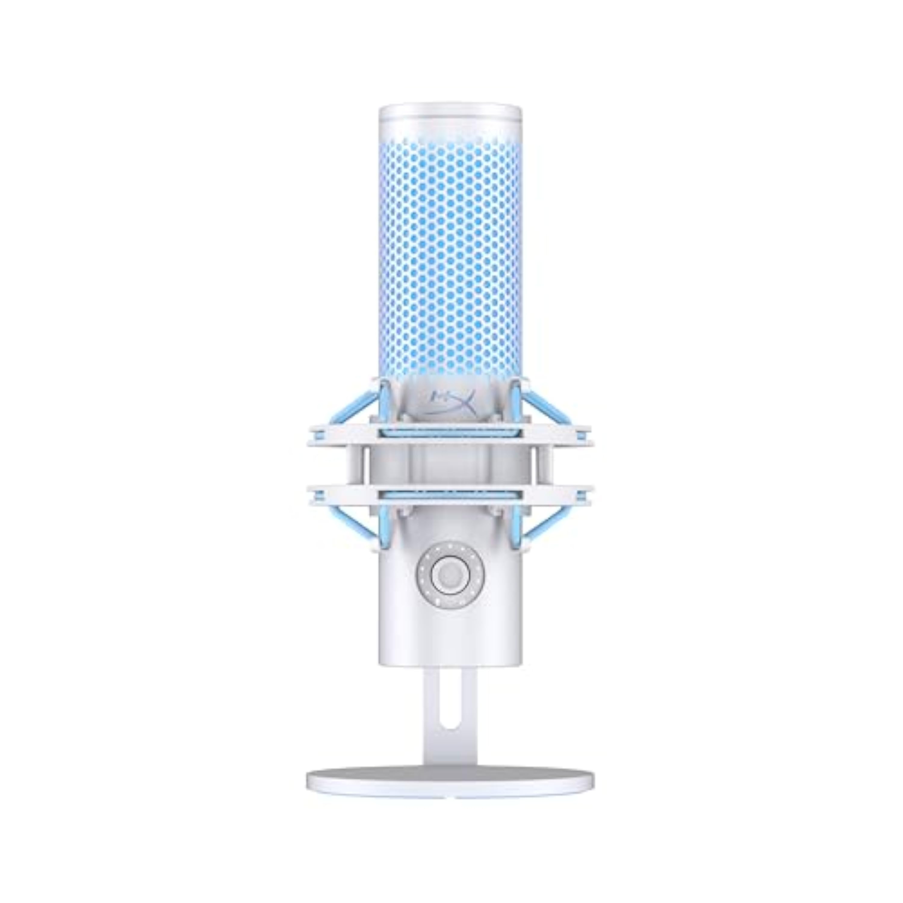 HyperX Quadcast 2 Frost - Micrófono USB para Gaming, Streaming, Podcast, Cuatro Patrones Polares, Controles, LED, antivibración, para PC, PS4, PS5 y Mac, Blanco y Azul