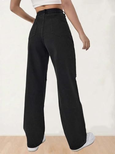Image of KOTTY Women's High-Waist Button Relexed Fit Casual & Stylish Denim Jeans