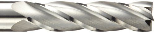 Image of 17005447 Carbide Square Nose End Mill, Inch, Uncoated (Bright) Finish, Roughing and Finishing Cut, 30 Degree Helix, 4 Flutes, 2' Overall Length, 0.188' Cutting Diameter, 0.188' Shank