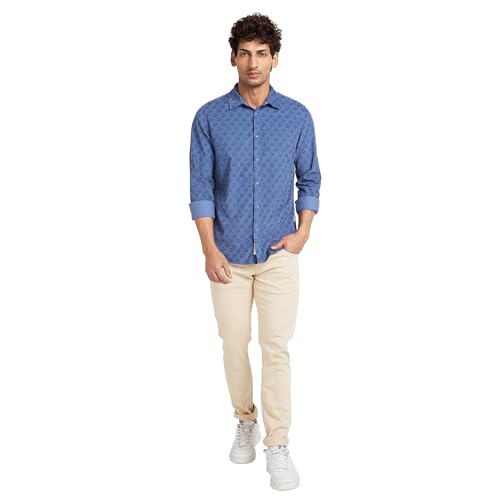 Image of Being Human Grey Slim Straight Fit Regular Collar Long Sleeves Men's Shirt Clothing