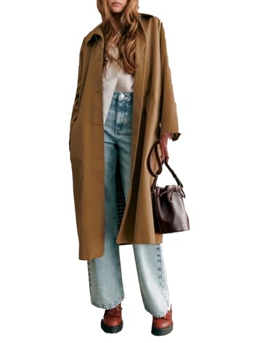 YEXPINE Women's Oversized Trench Coat Single Breasted Windproof Overcoat...