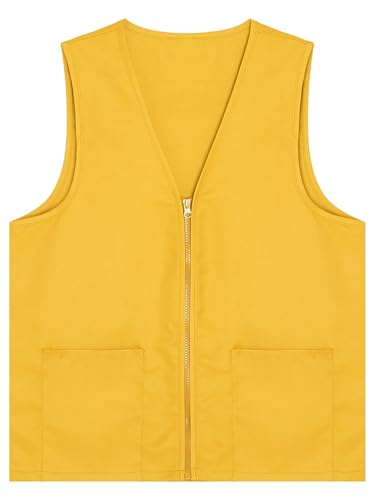 TiaoBug Kids Boys Girls Volunteer Activity Vest V-neck Zipper Side Pockets Waistcoat Waiter Bartender Uniform4