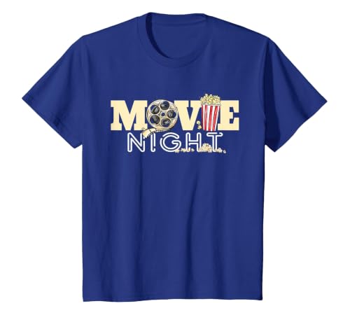 Movie Night T-Shirt Family Movie Night Shirts Popcorn Tees T-Shirt, Youth, Royal Blue, 3T