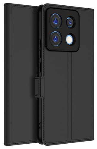 Kapa Noble Slim Magnetic Leather Flip Case Cover for Redmi Note 13 PRO | Card Holder Stand Leather Flip Wallet Case (Black)