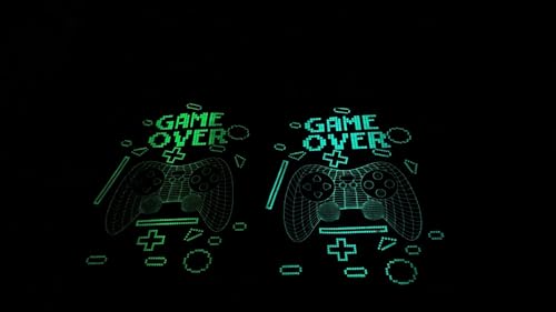 Kit Mochila Escolar Rodinha Junvenil Meninos Game Over (AZUL)