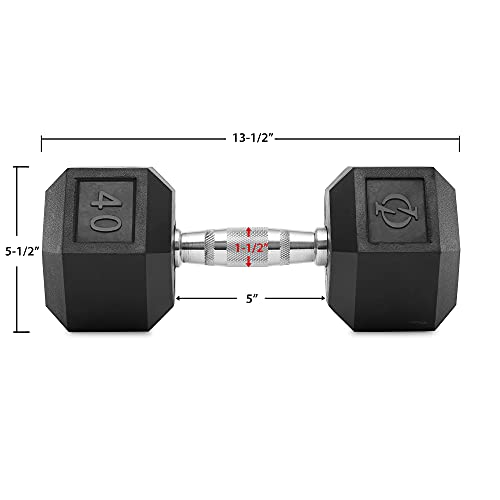 Philosophy Gym Rubber Coated Hex Dumbbell Hand Weight, 40 Lbs #TOP2