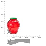 HowHomely Dozownik do napojów, 4 l, szklany dozownik z kranikiem, dozownik soku, kształt truskawki, design na imprezę, pojemnik na napoje z pokrywką