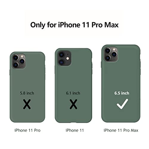 OuXul Designed for iPhone 11 Pro Max Case, Slim Liquid Silicone Case Compatible with iPhone 11 Pro Max 6.5 Inch, Full Body Microfiber Lining Protective Case (Forest Green)