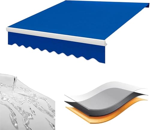 Auvent rétractable manuel extérieur parasol patio bleu 2.5x2m - 2