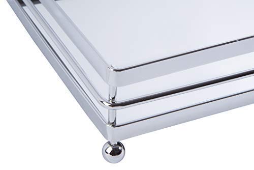 Vnesse Decorative Mirrored Makeup Tray Mirror Perfume Glass Vanity Jewelry Serving Tray Silver Classic For Dressers Kitchen And Bathroom #TOP5