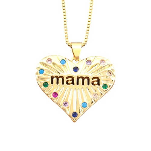 Collier en or pour les femmes pendentif coeur cristal rétro