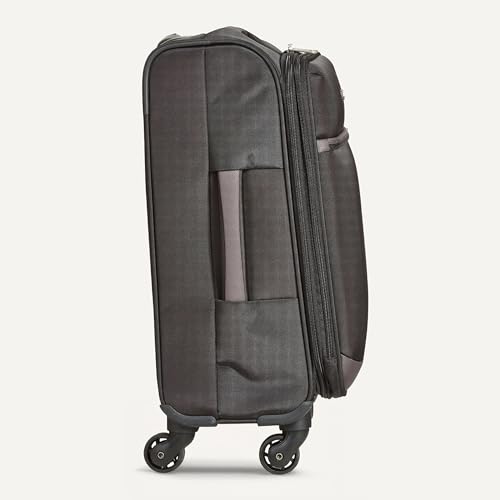 Image of Amazon Basics 18 inch Medium Carry-On Softside Expandable Suitcase with 360-Degree Spinner Wheels, Telescoping Handle, Zippered Pocket and Straps, Black