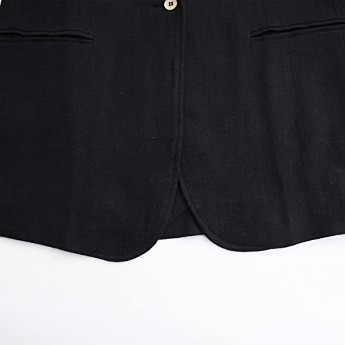 Amazhiyu Womens Ramie Notched Buttoned Blazer Jackets Long Sleeve Casual Office Coat4