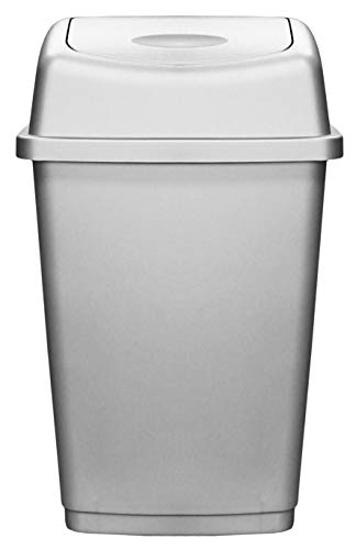 Muddy Hands 50 Litre Large Plastic Swing Bin Flip Top Home Kitchen Rubbish Waste Dustbin (Grey)